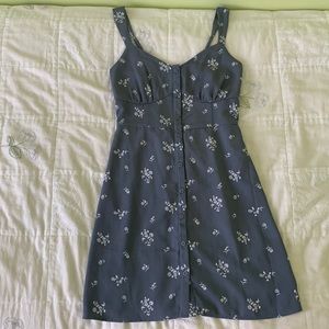 Hollister blue/gray button down floral mini dress, new, medium/small, bustier